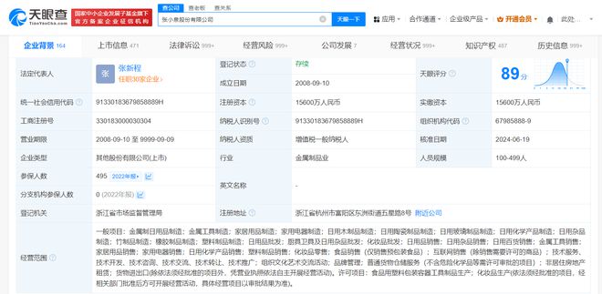 張小泉換帥完成工商變更 張新程任張小泉董事長(zhǎng)